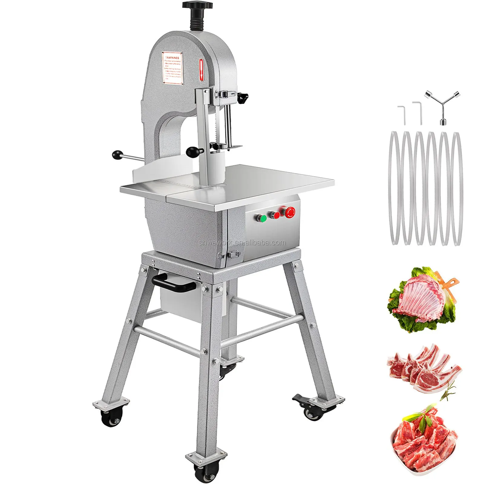 Meat Band Saw Cutting Machine - 850W業務用骨切り機 1.16HP 冷凍肉用カッター 新型ブッチャーバンドソー 4～180mmの厚さに対応