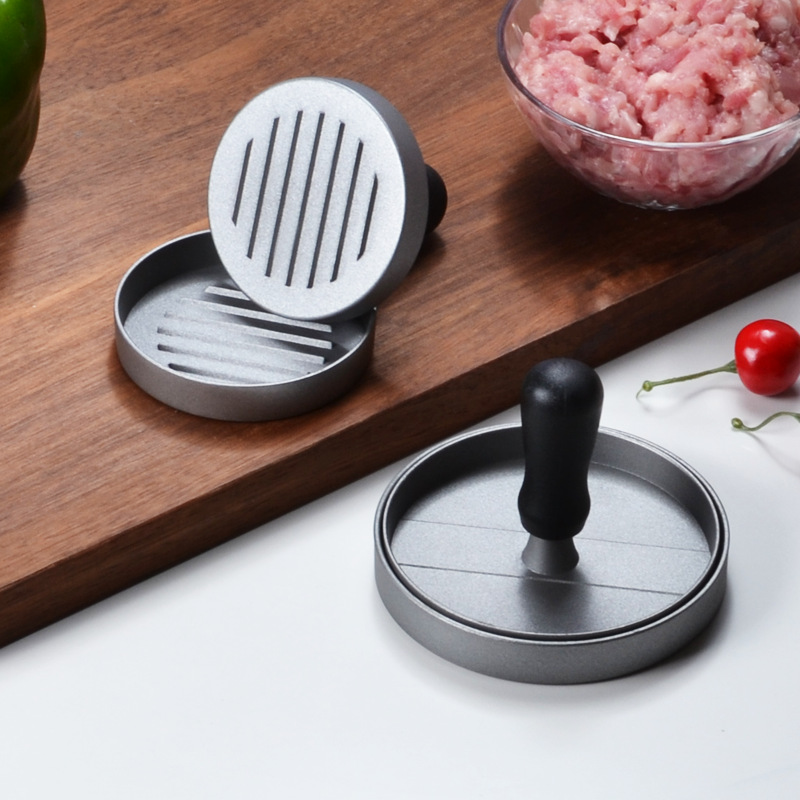Meat Patty Maker Press Manual - ハンバーガーパティハンドプレス,焦げ付き防止,手動プレス,丸型,耐久性,ポータブル,便利,キッチンとバス用