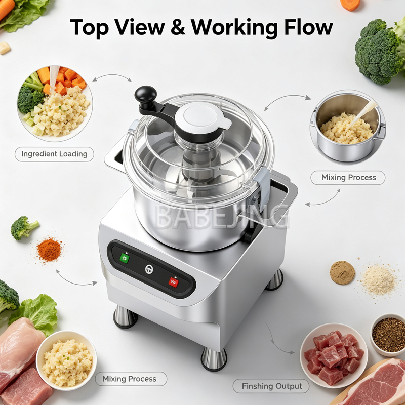 Commercial Bowl Chopper Meat - 業務用フードプロセッサー、電動式フードチョッパー、電動式ミンサー、ステンレス製ボウル。ケータリングビジネス向け。