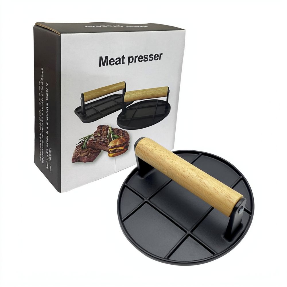 丸型・角型両用、アルミ製ハンバーグプレス。手動式で、屋外での - Meat Patty Maker Press Manual のレビューと価格