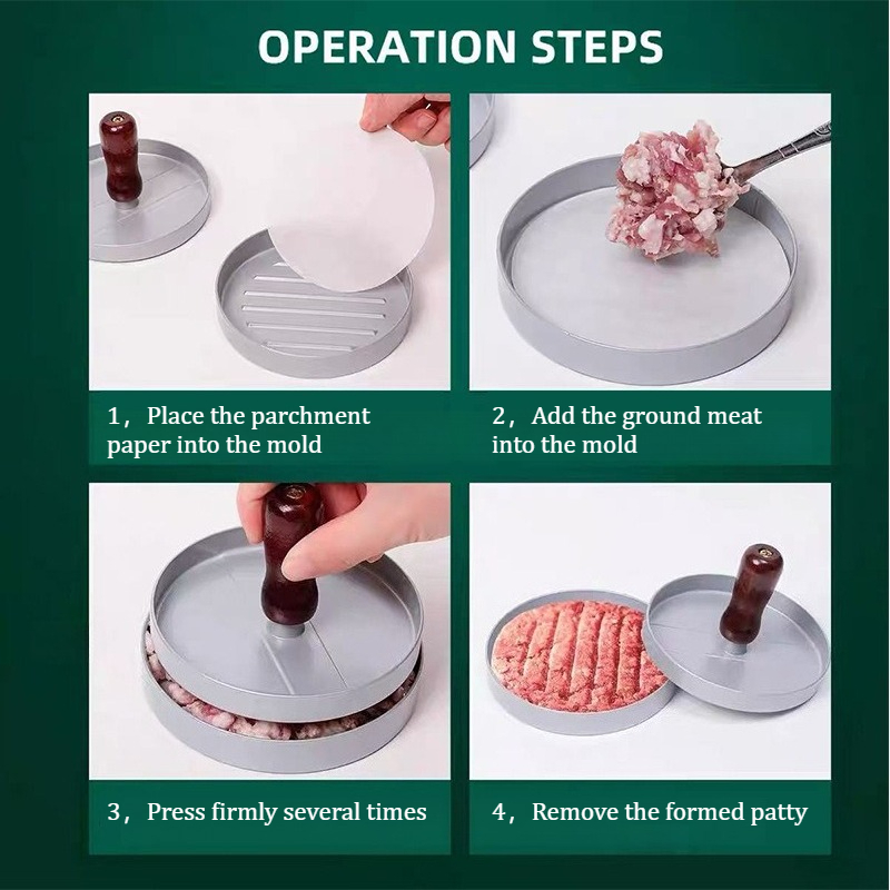家庭用丸型牛肉パティメーカー、手動ハンバーガー型、キッチン調 - Meat Patty Maker Press Manual のレビューと価格