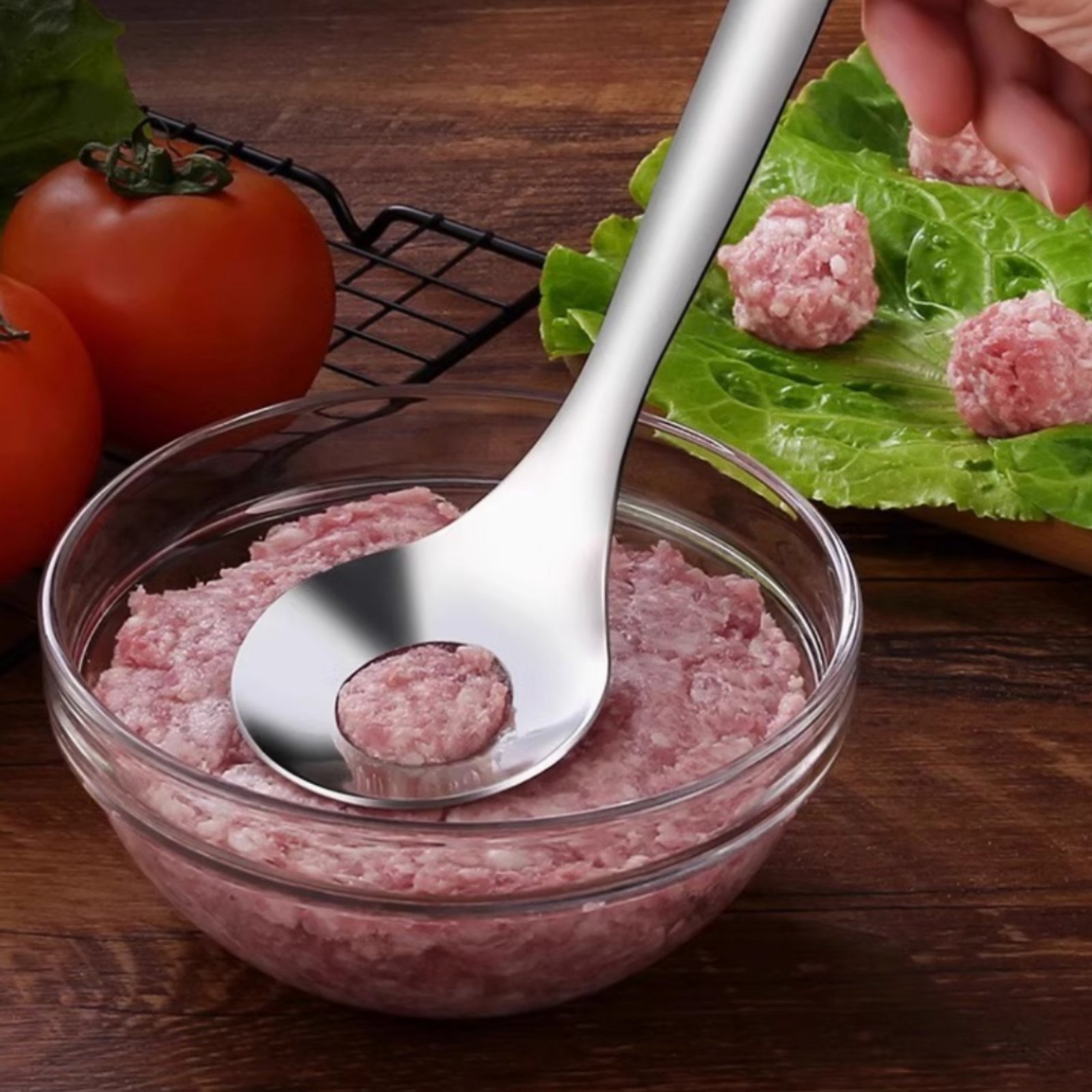 ステンレス製ミートボールメーカー スプーン型 手動式 ミート - Meat Patty Maker Press Manual のレビューと価格