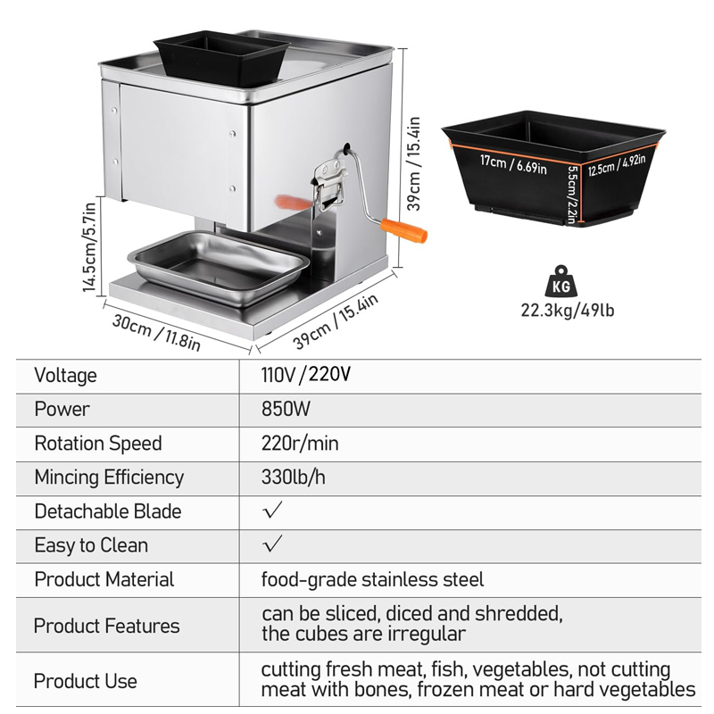 業務用電動ミートスライサーカッター ステンレス製 自動野菜カ - Electric Meat Mincer 850W のレビューと価格