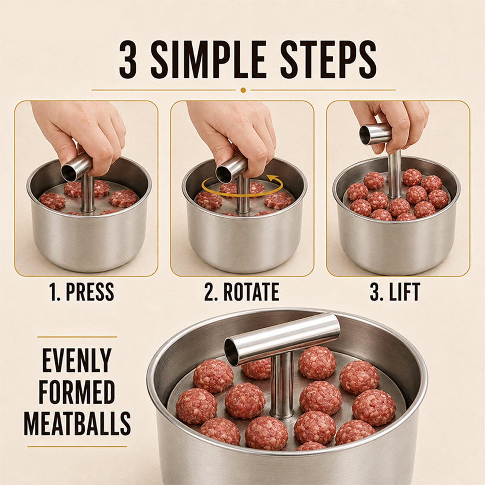 豚肉、牛肉、エビ、魚を使ったミートボールを作るための道具。1 - Meat Patty Maker Press Manual のレビューと価格
