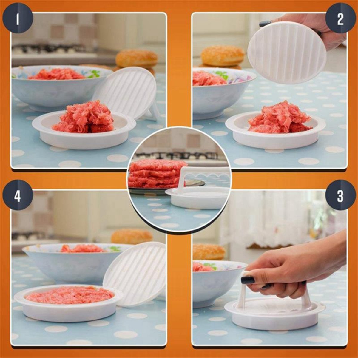 ● キッチン用ハンバーガー肉、牛肉用、グリル、ハンバーガーパ - Meat Patty Maker Press Manual のレビューと価格